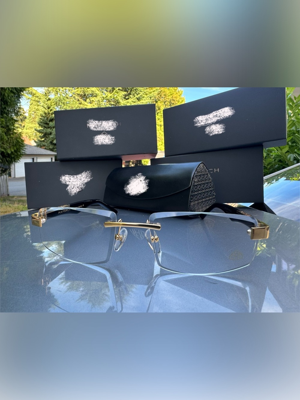 Luxury Rimless Men's Eyeglasses - Gold and Black